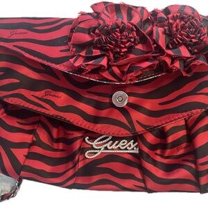 Guess Red and Black Floral Clutch